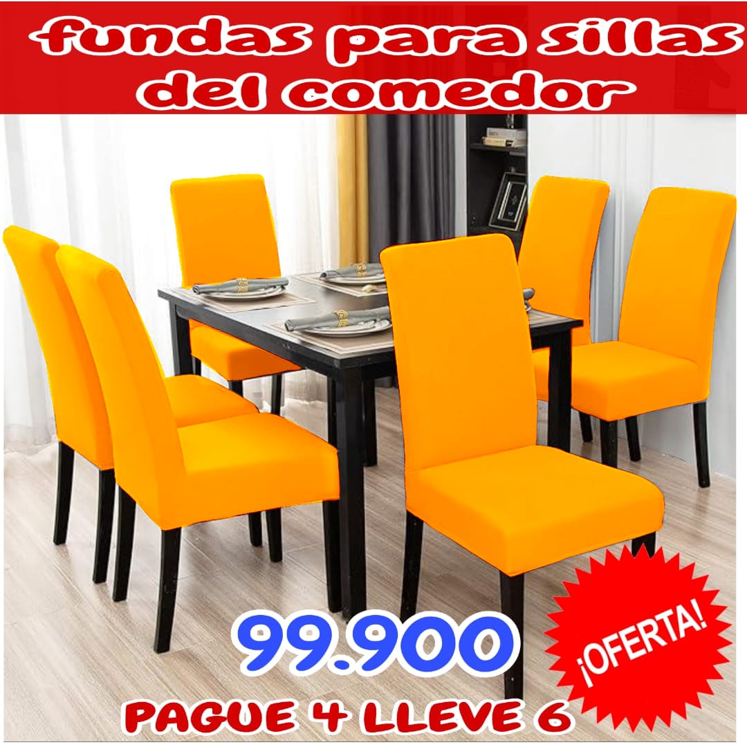FUNDA AJUSTABLE PARA SILLAS PAGUE 4 LLEVE 6 + CENTRO DE MESA ⭐️⭐️⭐️⭐️⭐️5/5