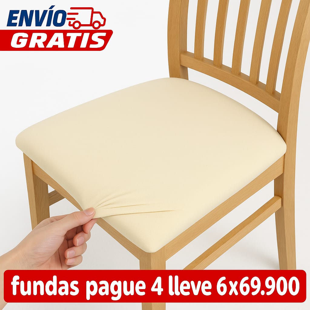 FUNDA AJUSTABLE PARA SILLAS DE COMEDOR SIN ESPALDAR⭐️⭐️⭐️⭐️⭐️5/5