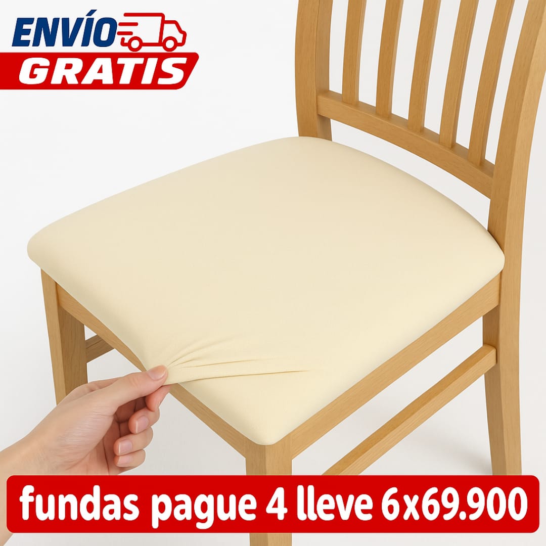 FUNDA AJUSTABLE PARA SILLAS DE COMEDOR SIN ESPALDAR⭐️⭐️⭐️⭐️⭐️5/5