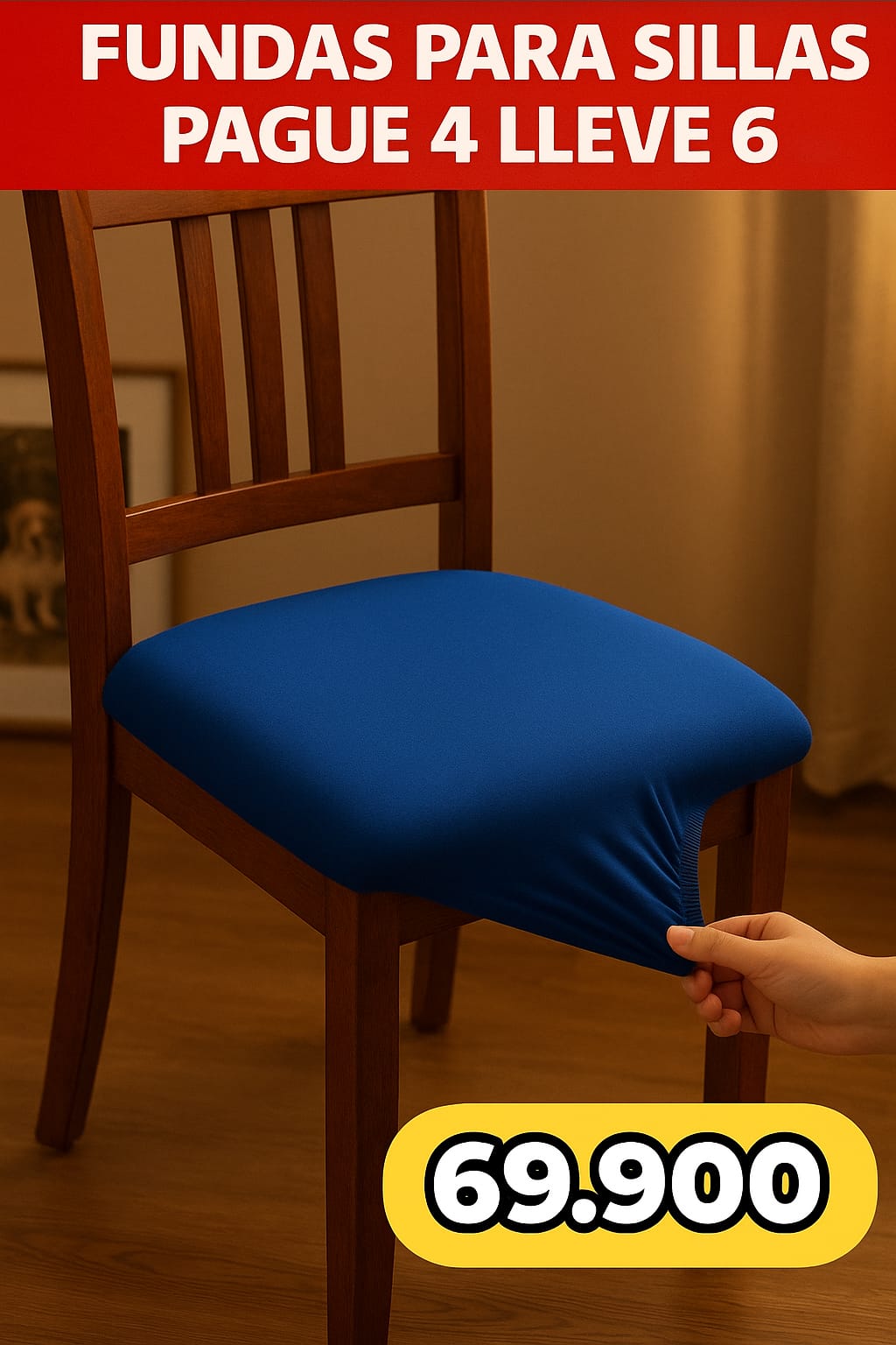 FUNDA AJUSTABLE PARA SILLAS DE COMEDOR SIN ESPALDAR⭐️⭐️⭐️⭐️⭐️5/5