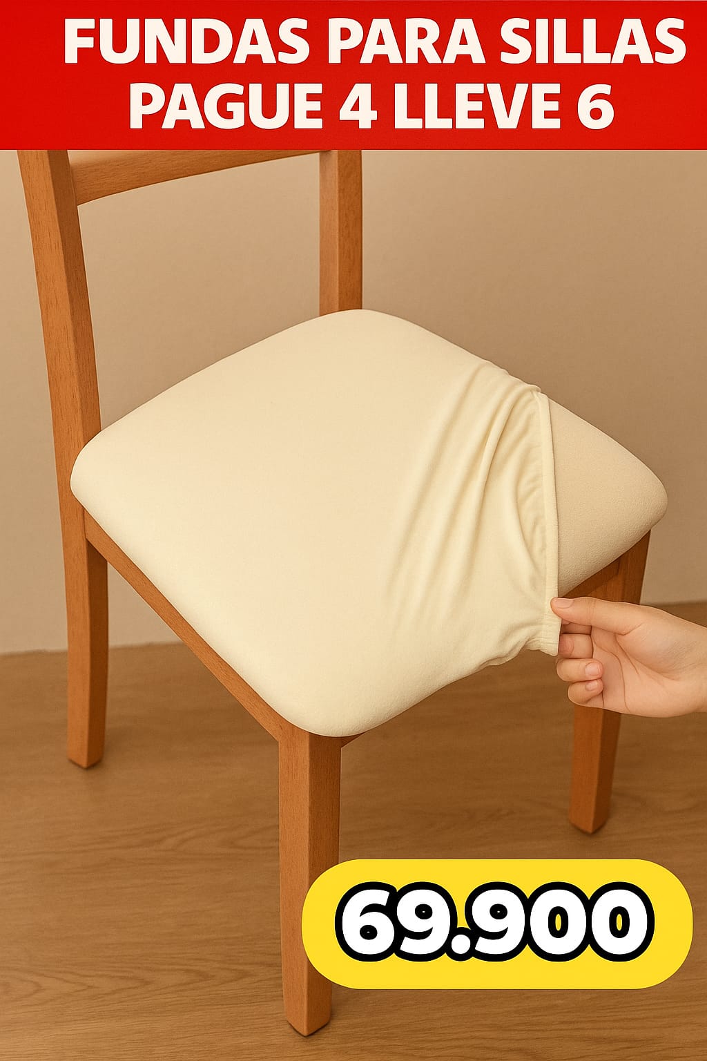 FUNDA AJUSTABLE PARA SILLAS DE COMEDOR SIN ESPALDAR⭐️⭐️⭐️⭐️⭐️5/5