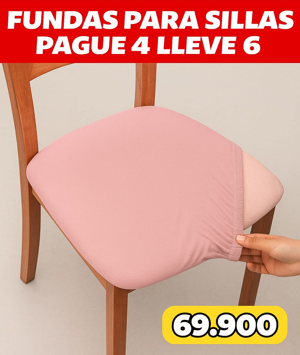 FUNDA AJUSTABLE PARA SILLAS DE COMEDOR SIN ESPALDAR⭐️⭐️⭐️⭐️⭐️5/5