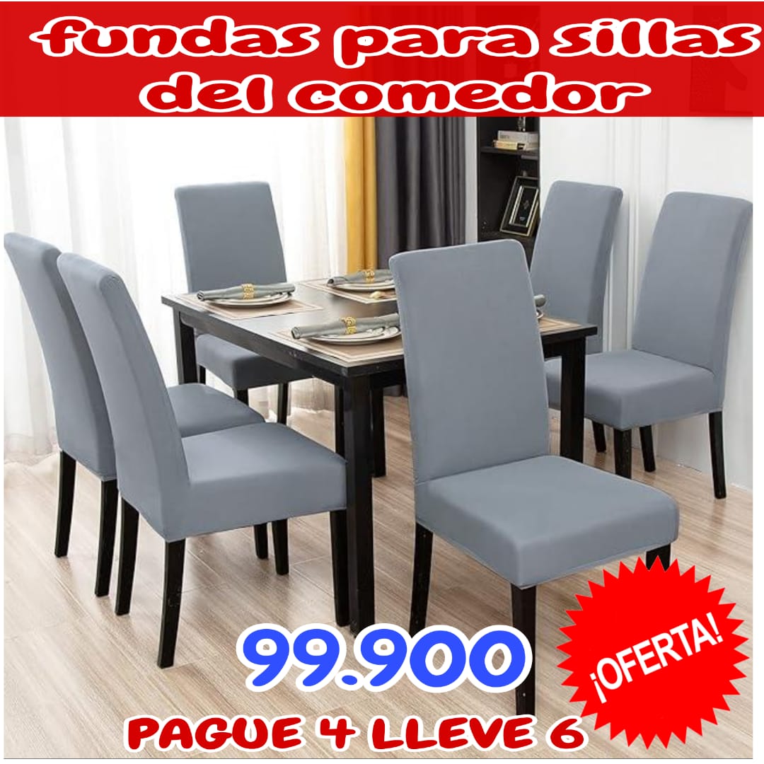 FUNDA AJUSTABLE PARA SILLAS PAGUE 4 LLEVE 6 + CENTRO DE MESA  ⭐️⭐️⭐️⭐️⭐️5/5