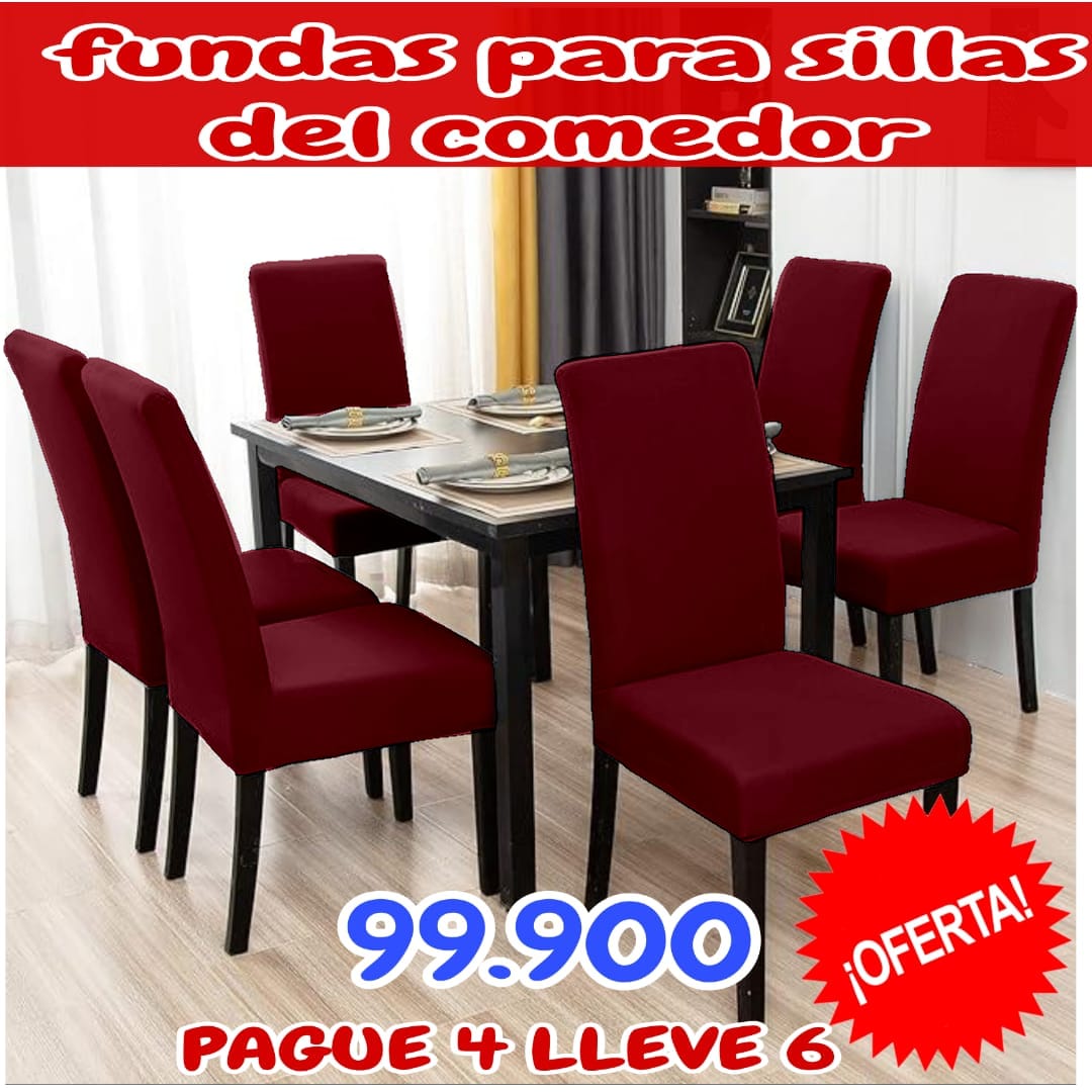 FUNDA AJUSTABLE PARA SILLAS PAGUE 4 LLEVE 6 + CENTRO DE MESA  ⭐️⭐️⭐️⭐️⭐️5/5