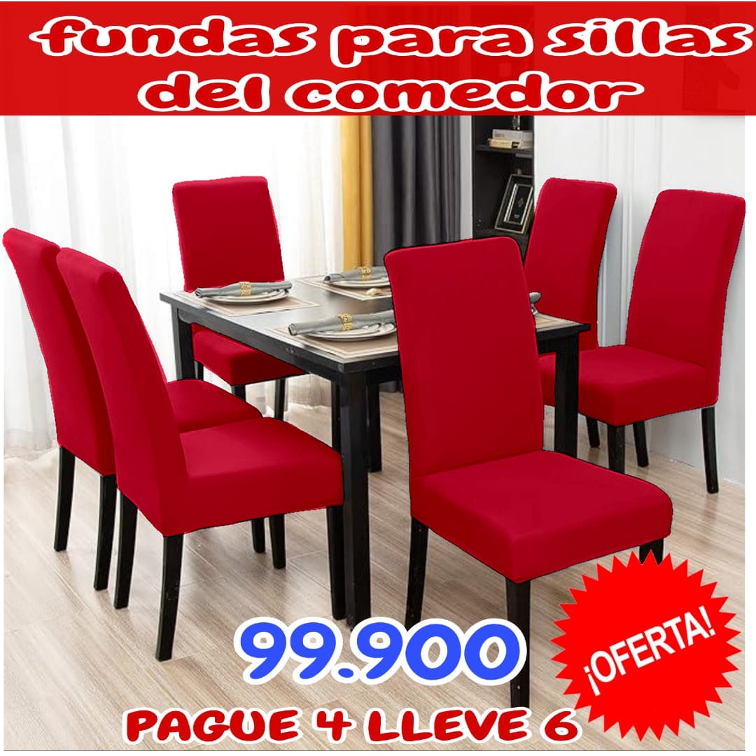 FUNDA AJUSTABLE PARA SILLAS PAGUE 4 LLEVE 6 + CENTRO DE MESA  ⭐️⭐️⭐️⭐️⭐️5/5