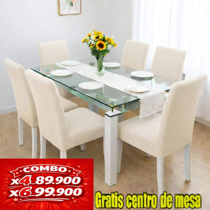 FUNDA AJUSTABLE PARA SILLAS  GRATIS CENTRO DE MESA  ⭐️⭐️⭐️⭐️⭐️5/5