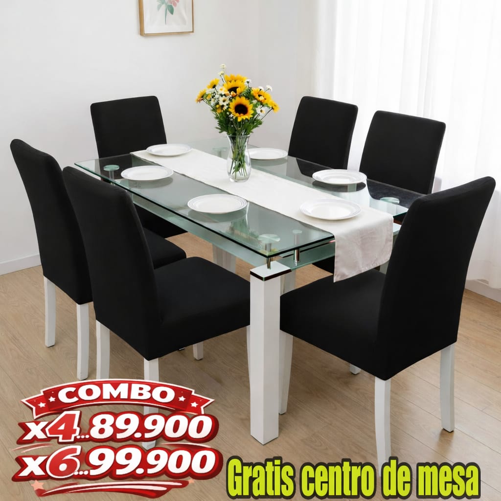 FUNDA AJUSTABLE PARA SILLAS  GRATIS CENTRO DE MESA  ⭐️⭐️⭐️⭐️⭐️5/5