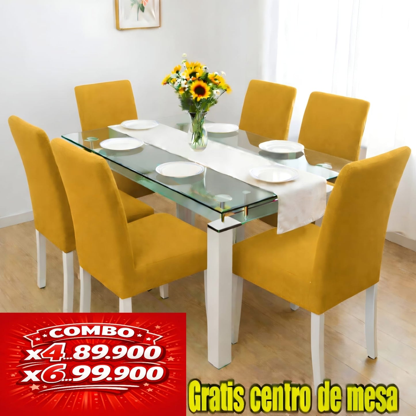 FUNDA AJUSTABLE PARA SILLAS  GRATIS CENTRO DE MESA  ⭐️⭐️⭐️⭐️⭐️5/5
