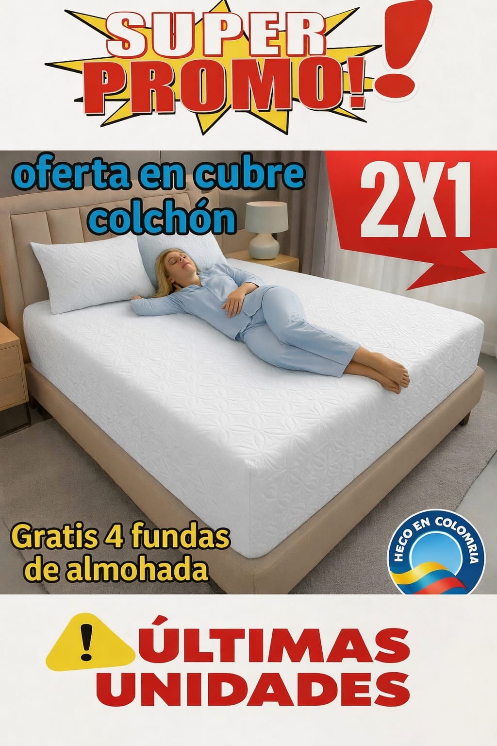 PROMO 2X1 EN CUBRE COLCHÓN + 4 fundas para almohada ⭐⭐⭐⭐⭐5/5