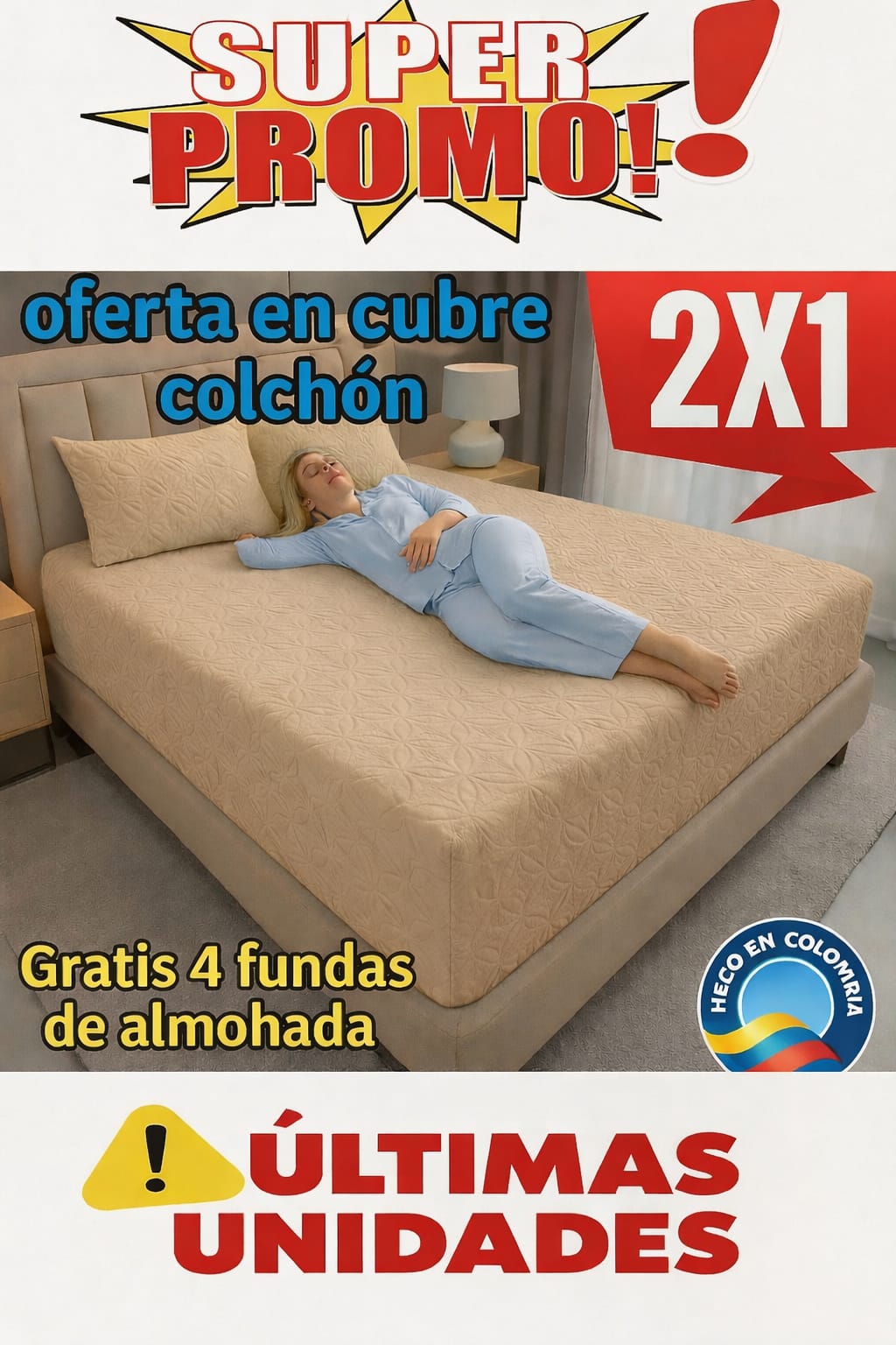PROMO 2X1 EN CUBRE COLCHÓN + 4 fundas para almohada ⭐⭐⭐⭐⭐5/5