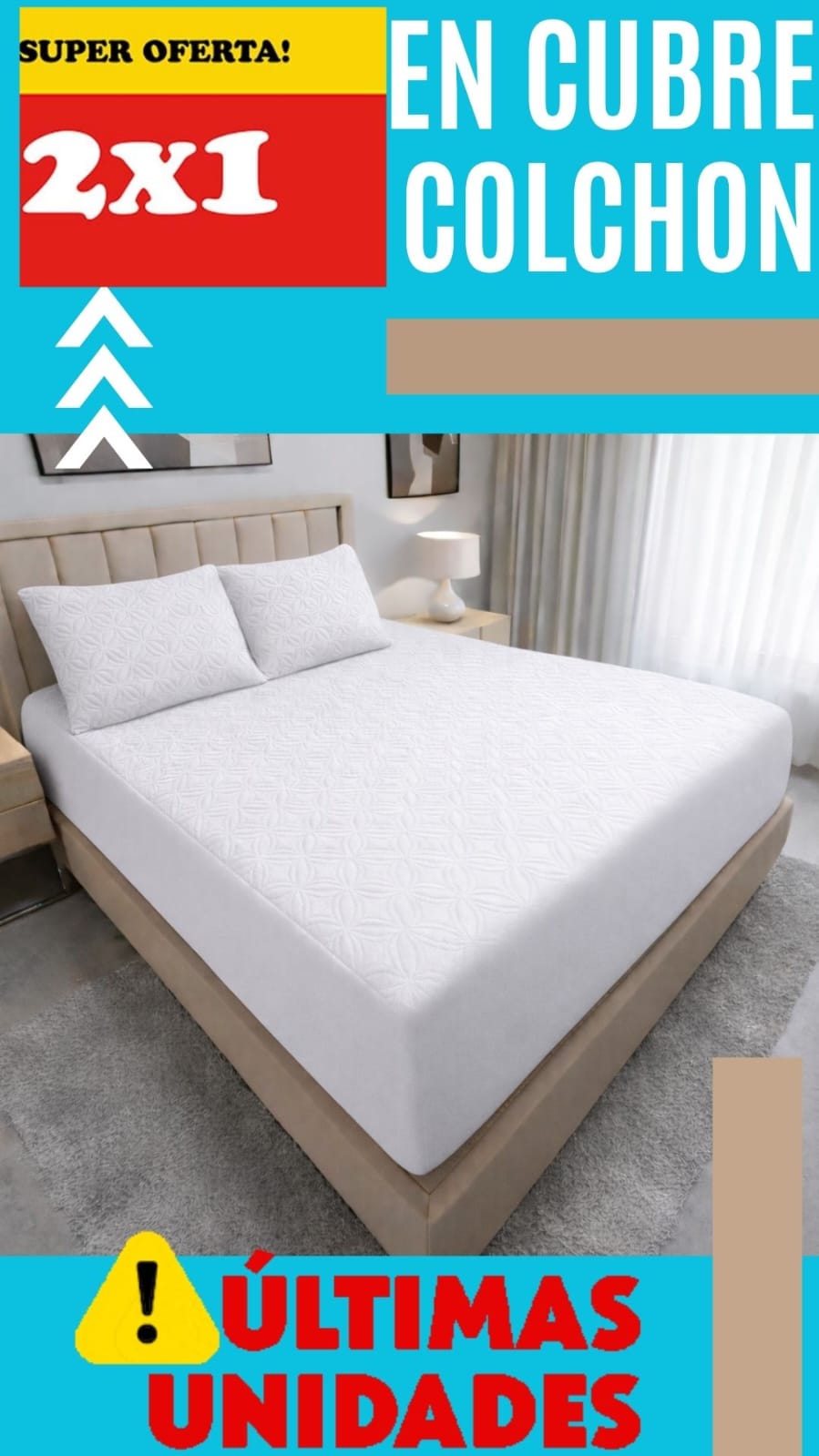 PROMO 2X1 EN CUBRE COLCHÓN + 4 fundas para almohada ⭐⭐⭐⭐⭐5/5