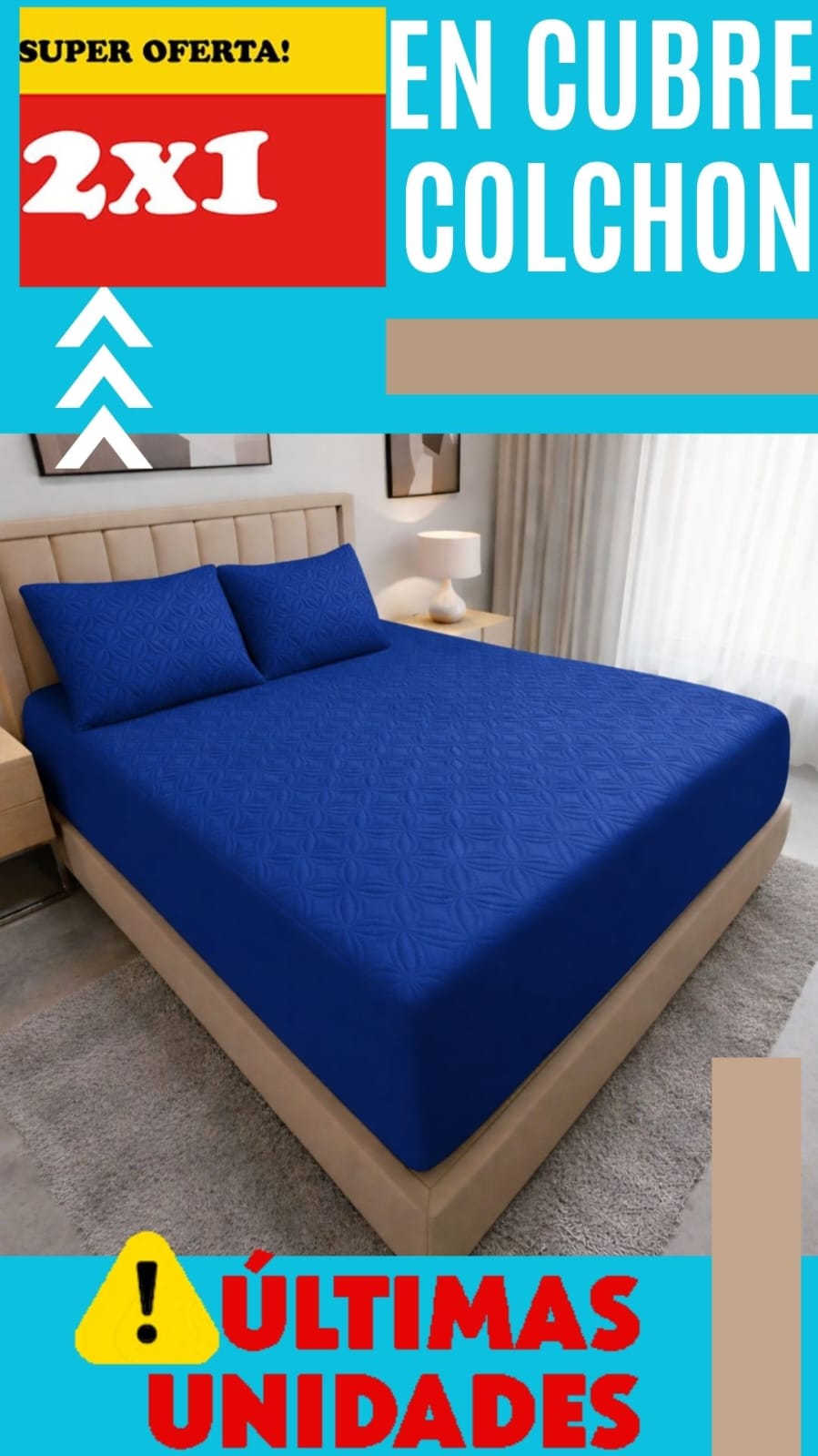 PROMO 2X1 EN CUBRE COLCHÓN + 4 fundas para almohada ⭐⭐⭐⭐⭐5/5