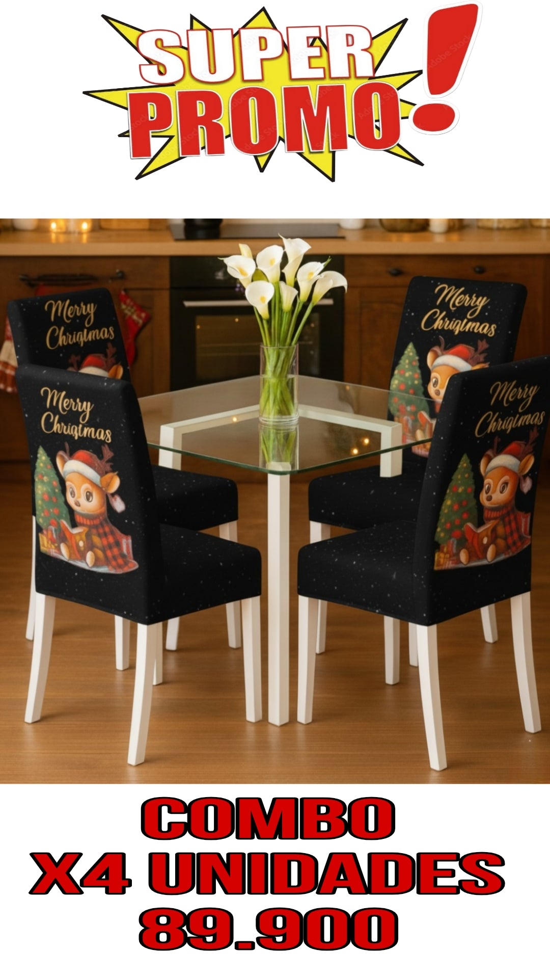 OFERTA EN FUNDAS PARA SILLAS EDICION NAVIDAD🎄🎄🦌🦌🦌