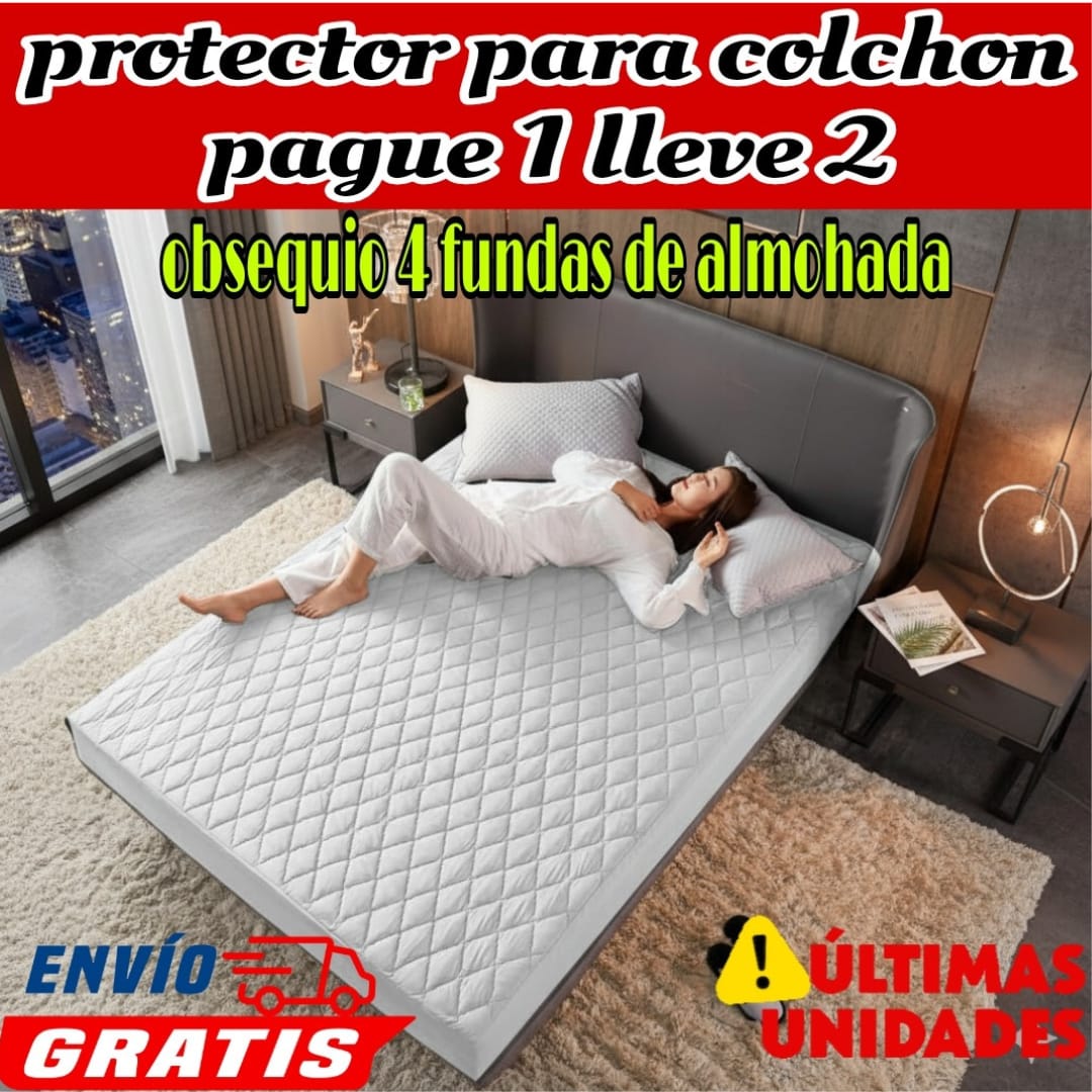 PROMO 2X1 EN CUBRE COLCHÓN + 4 fundas para almohada ⭐⭐⭐⭐⭐5/5