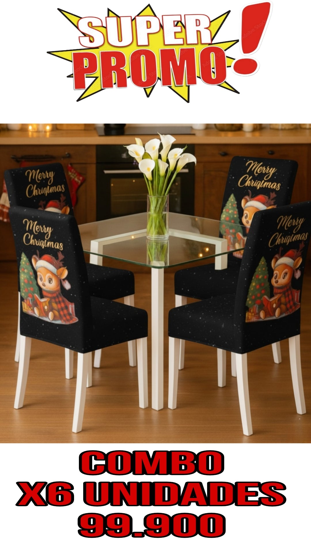 OFERTA EN FUNDAS PARA SILLAS EDICION NAVIDAD🎄🎄🦌🦌🦌