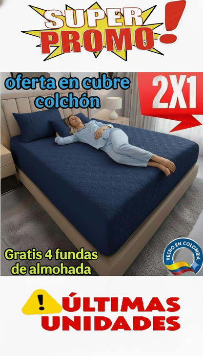 PROMO 2X1 EN CUBRE COLCHÓN + 4 fundas para almohada ⭐⭐⭐⭐⭐5/5