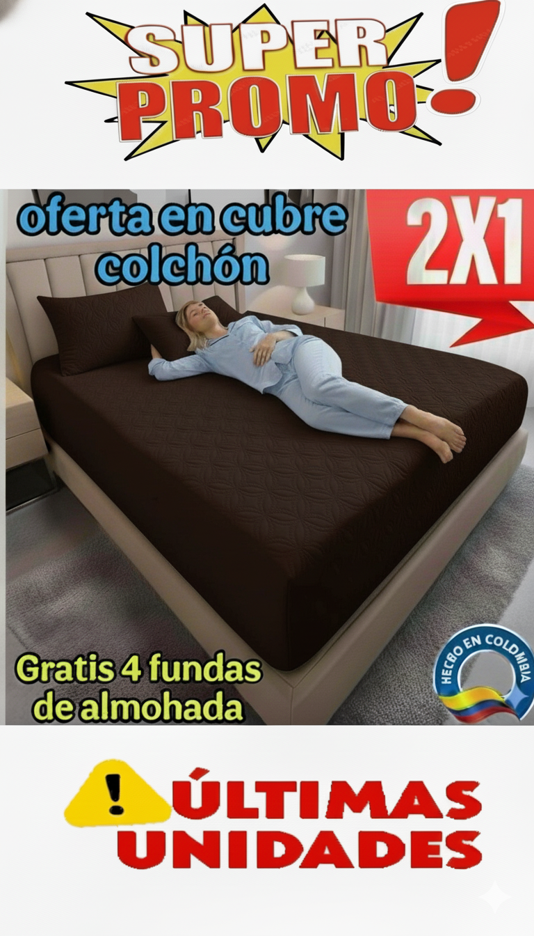 PROMO 2X1 EN CUBRE COLCHÓN + 4 fundas para almohada ⭐⭐⭐⭐⭐5/5