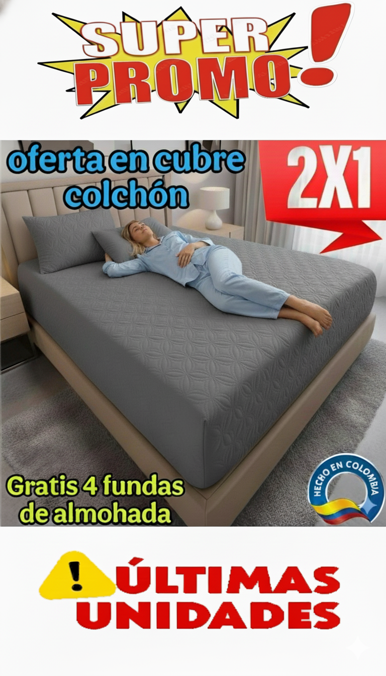 PROMO 2X1 EN CUBRE COLCHÓN + 4 fundas para almohada ⭐⭐⭐⭐⭐5/5