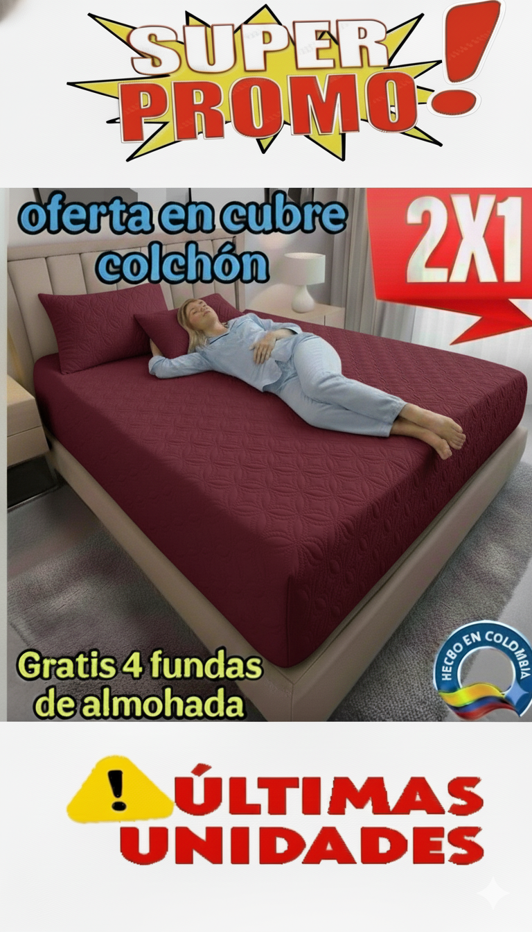 PROMO 2X1 EN CUBRE COLCHÓN + 4 fundas para almohada ⭐⭐⭐⭐⭐5/5