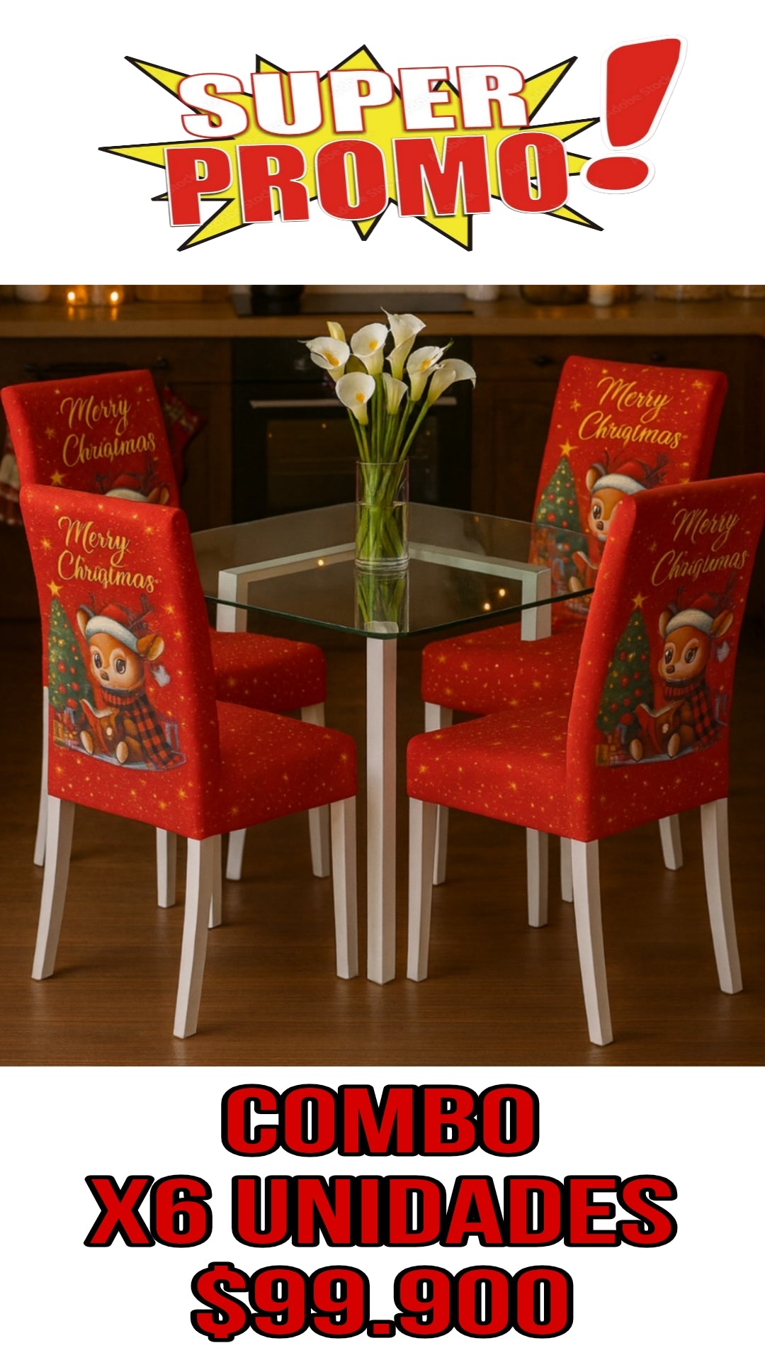 OFERTA EN FUNDAS PARA SILLAS EDICION NAVIDAD🎄🎄🦌🦌🦌