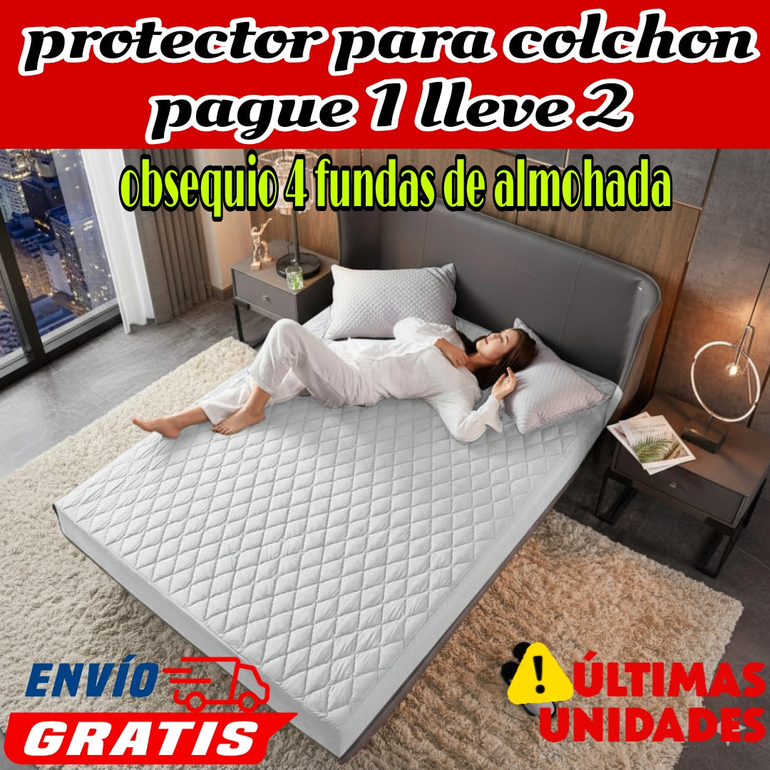 PROMO 2X1 EN CUBRE COLCHÓN + 4 fundas para almohada ⭐⭐⭐⭐⭐5/5