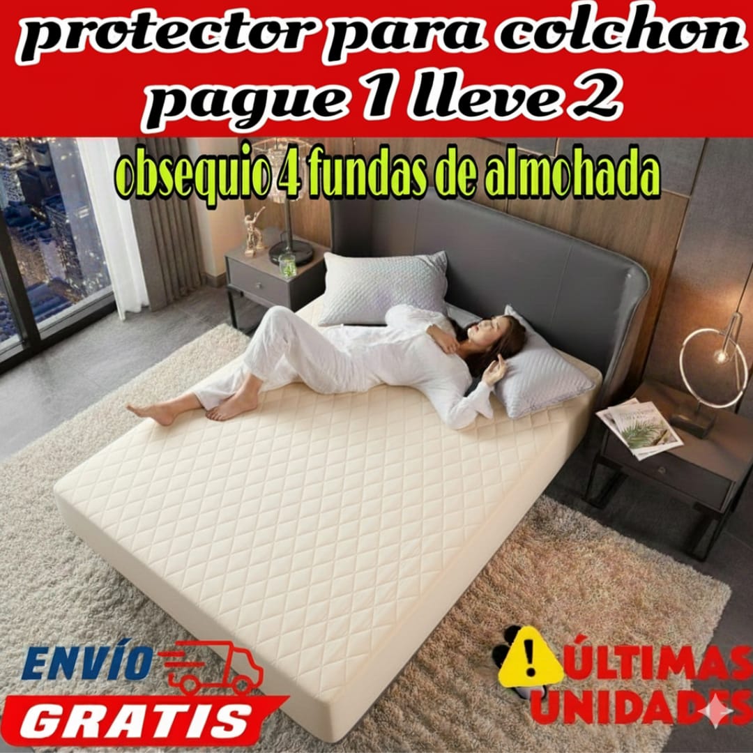 PROMO 2X1 EN CUBRE COLCHÓN + 4 fundas para almohada ⭐⭐⭐⭐⭐5/5