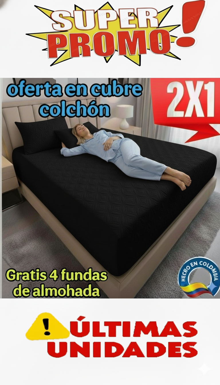 PROMO 2X1 EN CUBRE COLCHÓN + 4 fundas para almohada ⭐⭐⭐⭐⭐5/5
