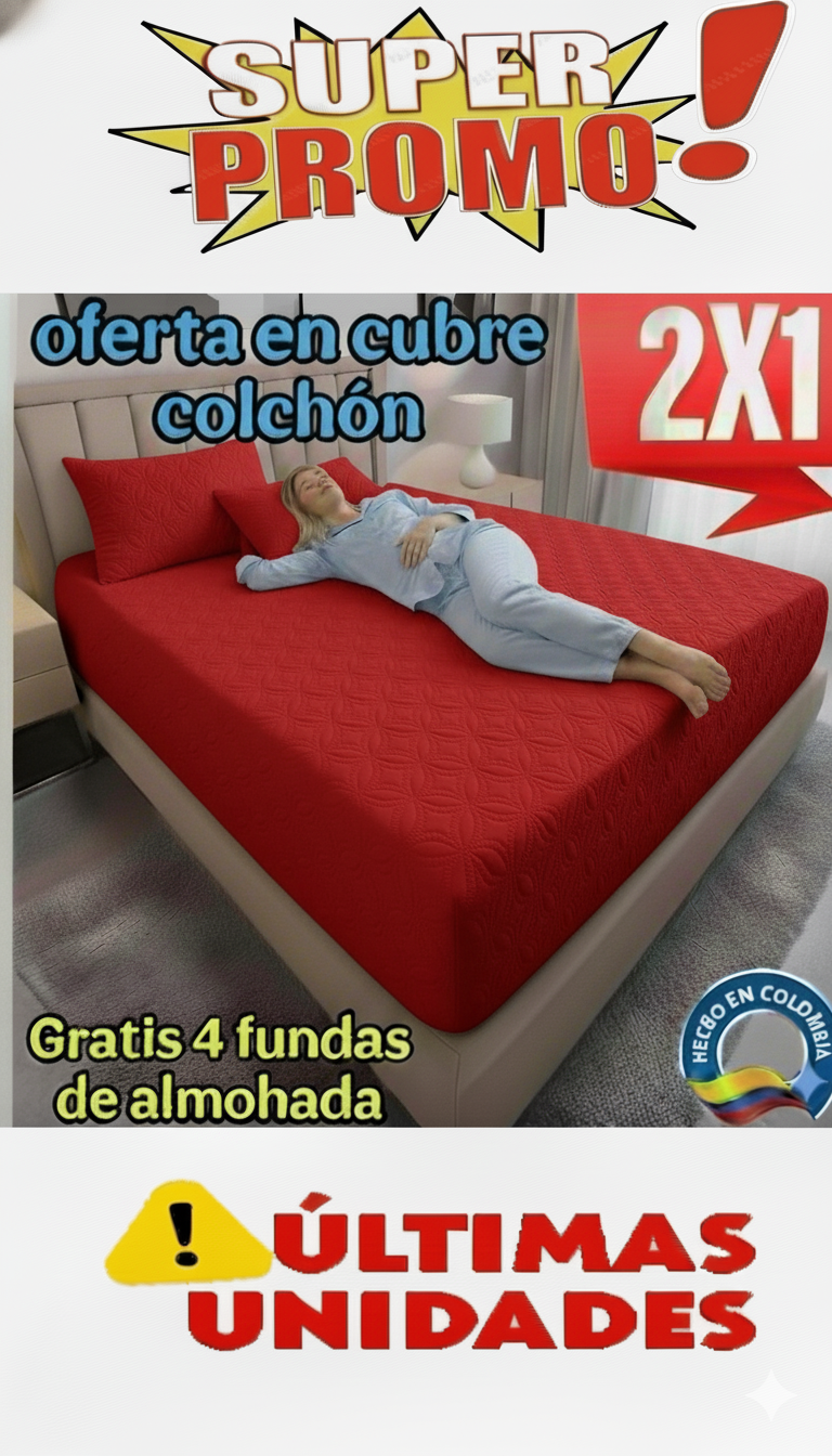 PROMO 2X1 EN CUBRE COLCHÓN + 4 fundas para almohada ⭐⭐⭐⭐⭐5/5