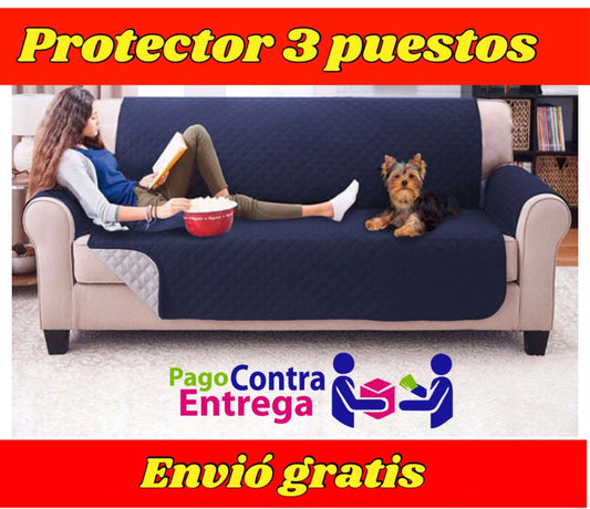 PROTECTOR PARA SOFA DOBLE FAZ REVERSIBLE 3 PUESTOS 160x180CM⭐️⭐️⭐️⭐️⭐️5/5